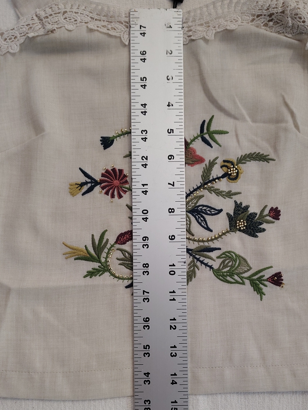 Badgley Mischka Embroidered Linen Boho Cottagecore Tank M - Picture 11 of 14